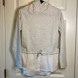 Athleta Poplin Hoodie Top Gray/White Women’s XS